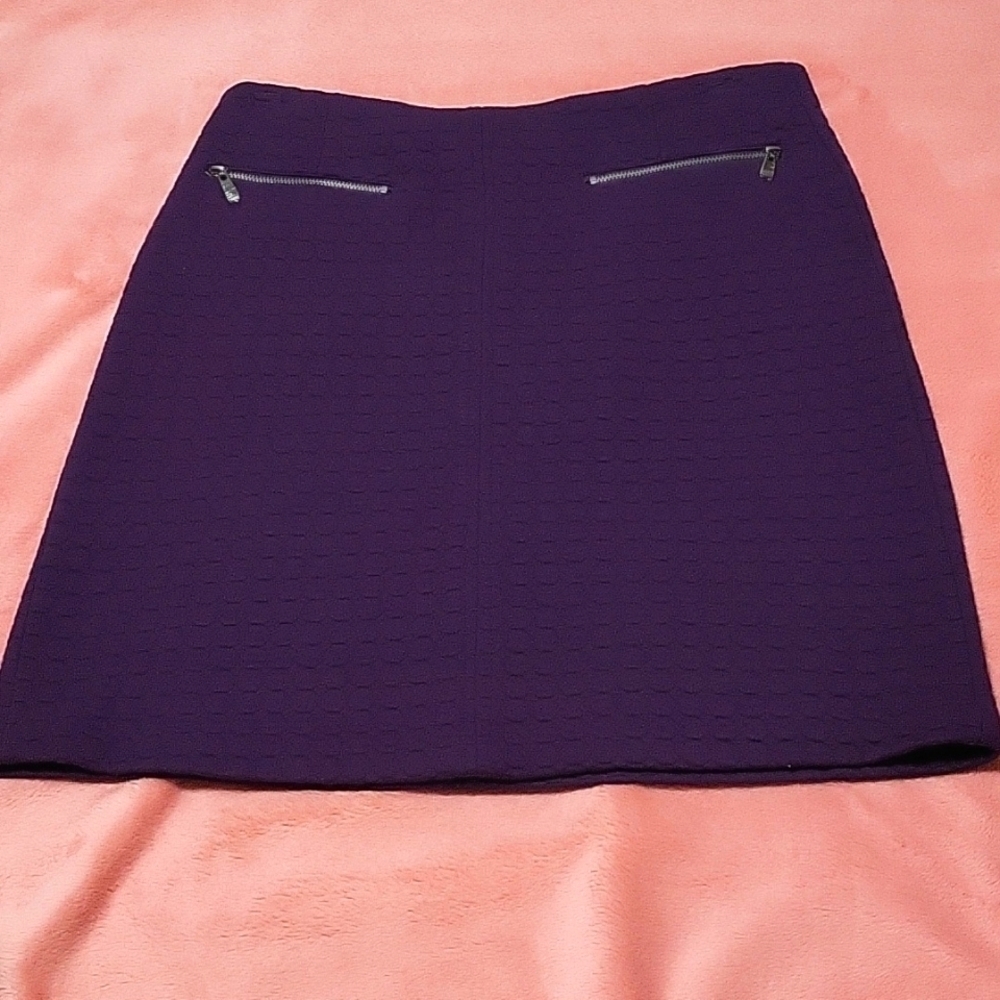 Laundry by Shelli Segal Purple Quilted Mini Skirt Zip Accents - Size 6